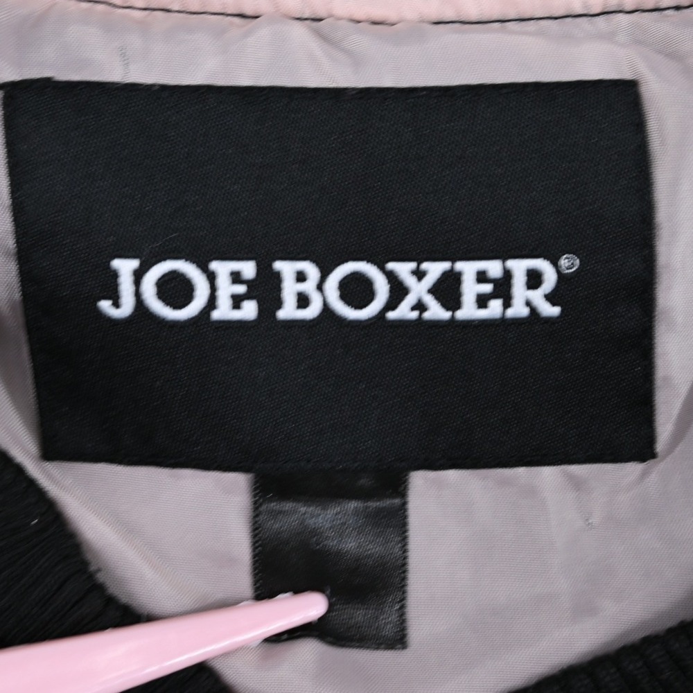 Joe Boxer Womens Black Bomber Jacket Patches Smiley Coffee Bossy Full Zip L - Picture 2 of 14